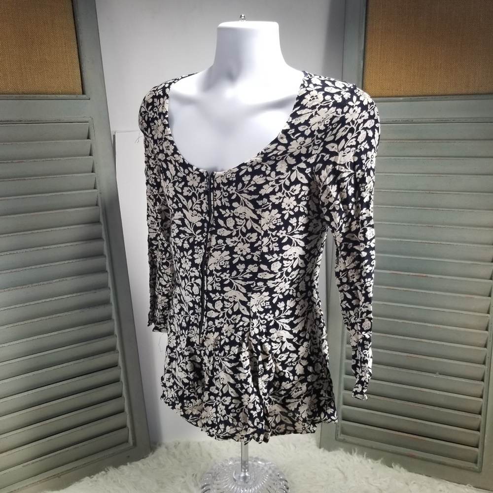 Lucca Foliage Print Blouse Longsleeve XS